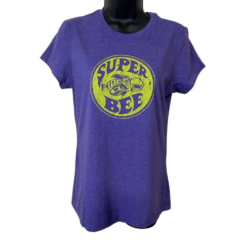 Dodge Mopar Super Bee Logo Women's Size Large Purple/Green Graphic Tee Shirt
